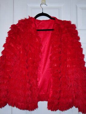 Red shaggy fuzzy Jacket